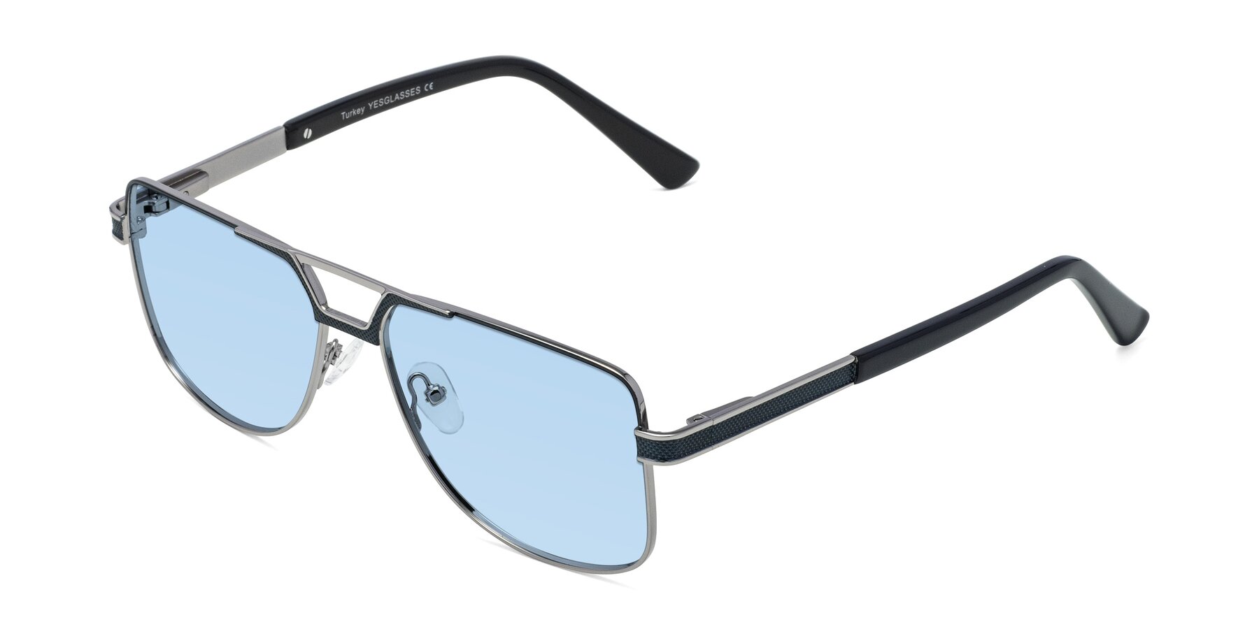 Angle of Turkey in Blue-Gunmetal with Light Blue Tinted Lenses
