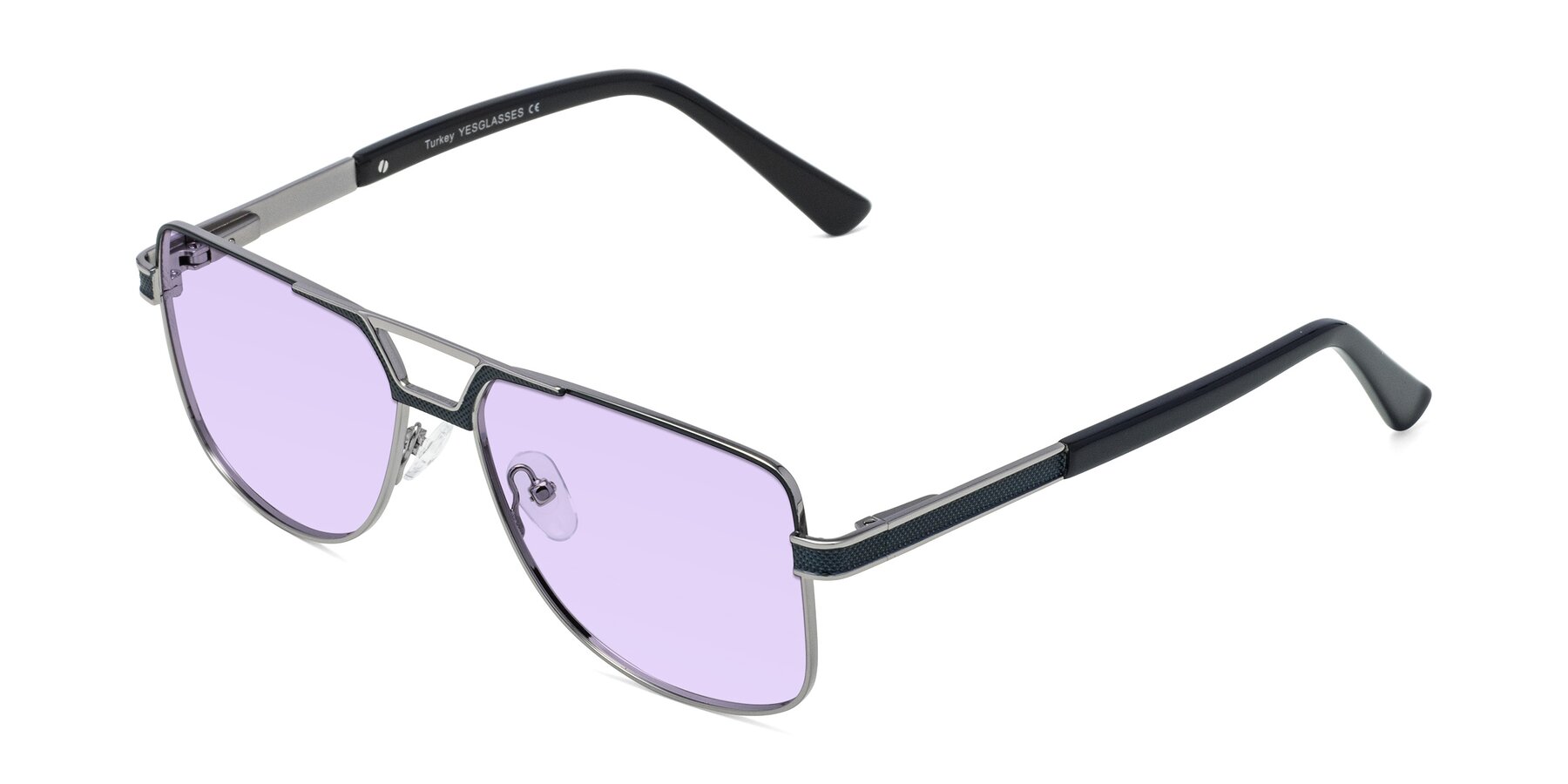 Angle of Turkey in Blue-Gunmetal with Light Purple Tinted Lenses