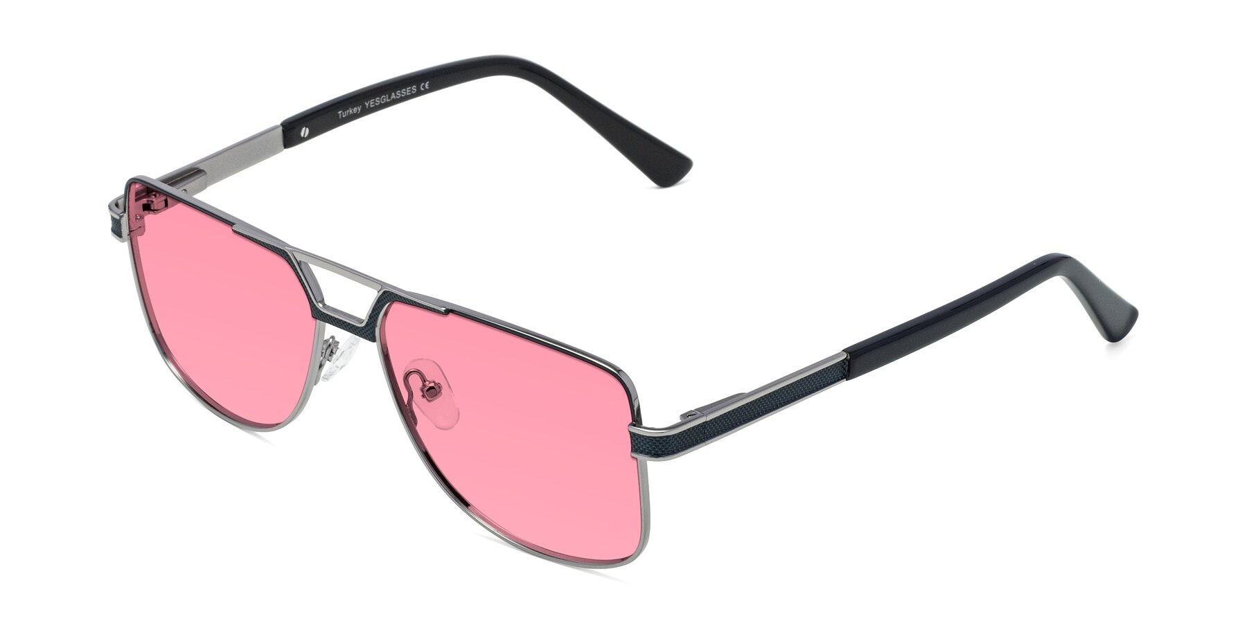 Angle of Turkey in Blue-Gunmetal with Pink Tinted Lenses