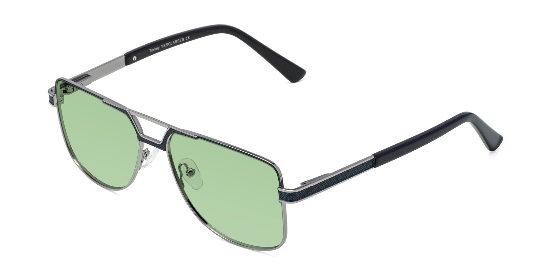 Angle of Turkey in Blue-Gunmetal with Medium Green Tinted Lenses