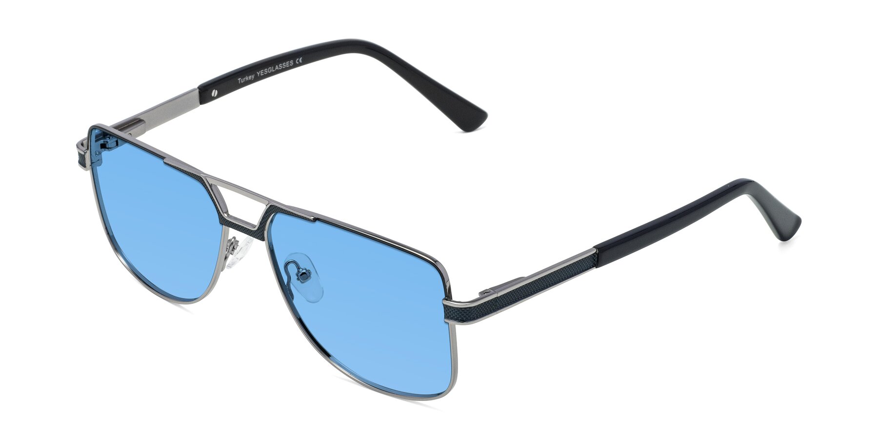Angle of Turkey in Blue-Gunmetal with Medium Blue Tinted Lenses