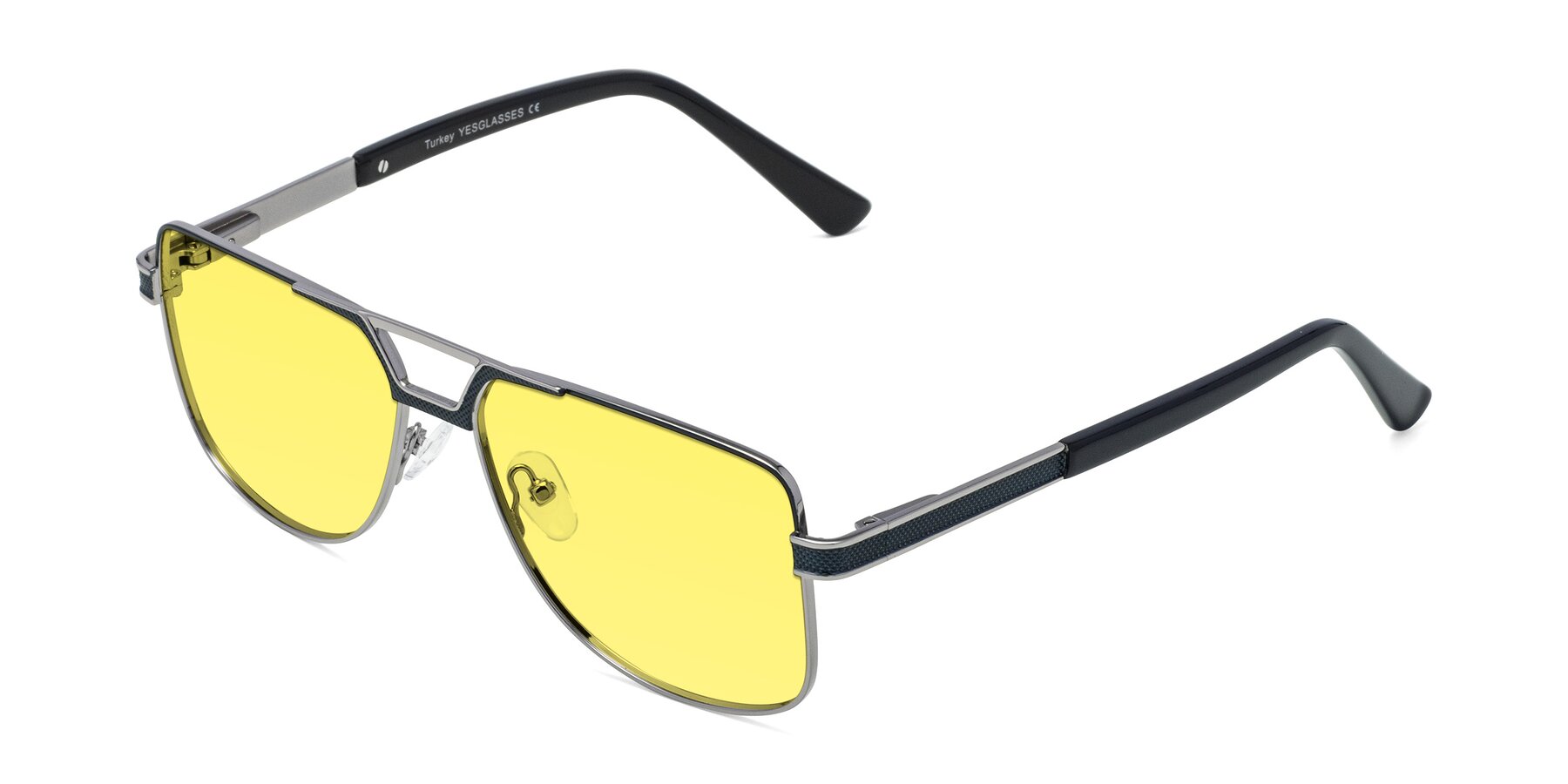 Angle of Turkey in Blue-Gunmetal with Medium Yellow Tinted Lenses