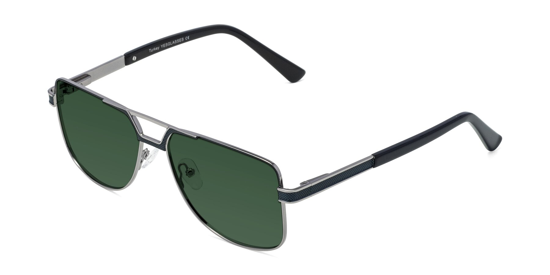 Angle of Turkey in Blue-Gunmetal with Green Tinted Lenses