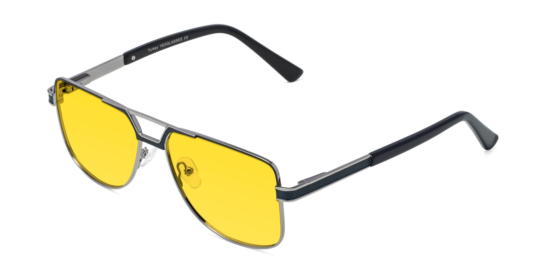 Angle of Turkey in Blue-Gunmetal with Yellow Tinted Lenses