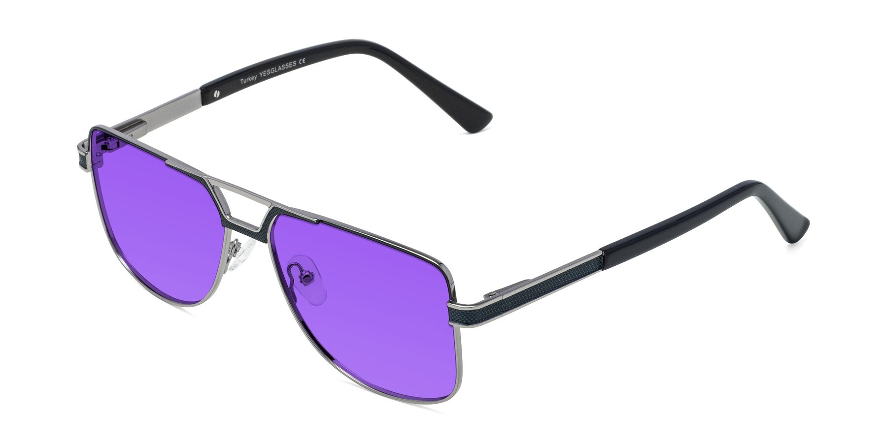 Angle of Turkey in Blue-Gunmetal with Purple Tinted Lenses