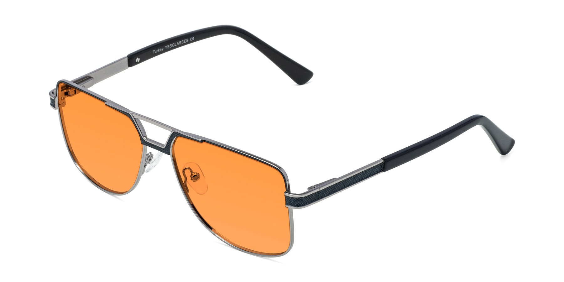 Angle of Turkey in Blue-Gunmetal with Orange Tinted Lenses