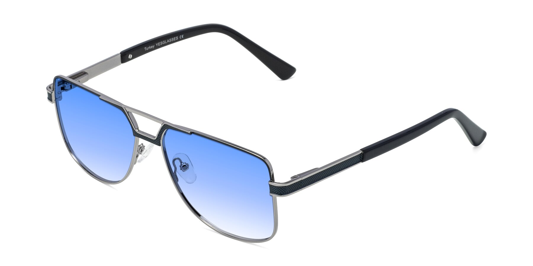 Angle of Turkey in Blue-Gunmetal with Blue Gradient Lenses