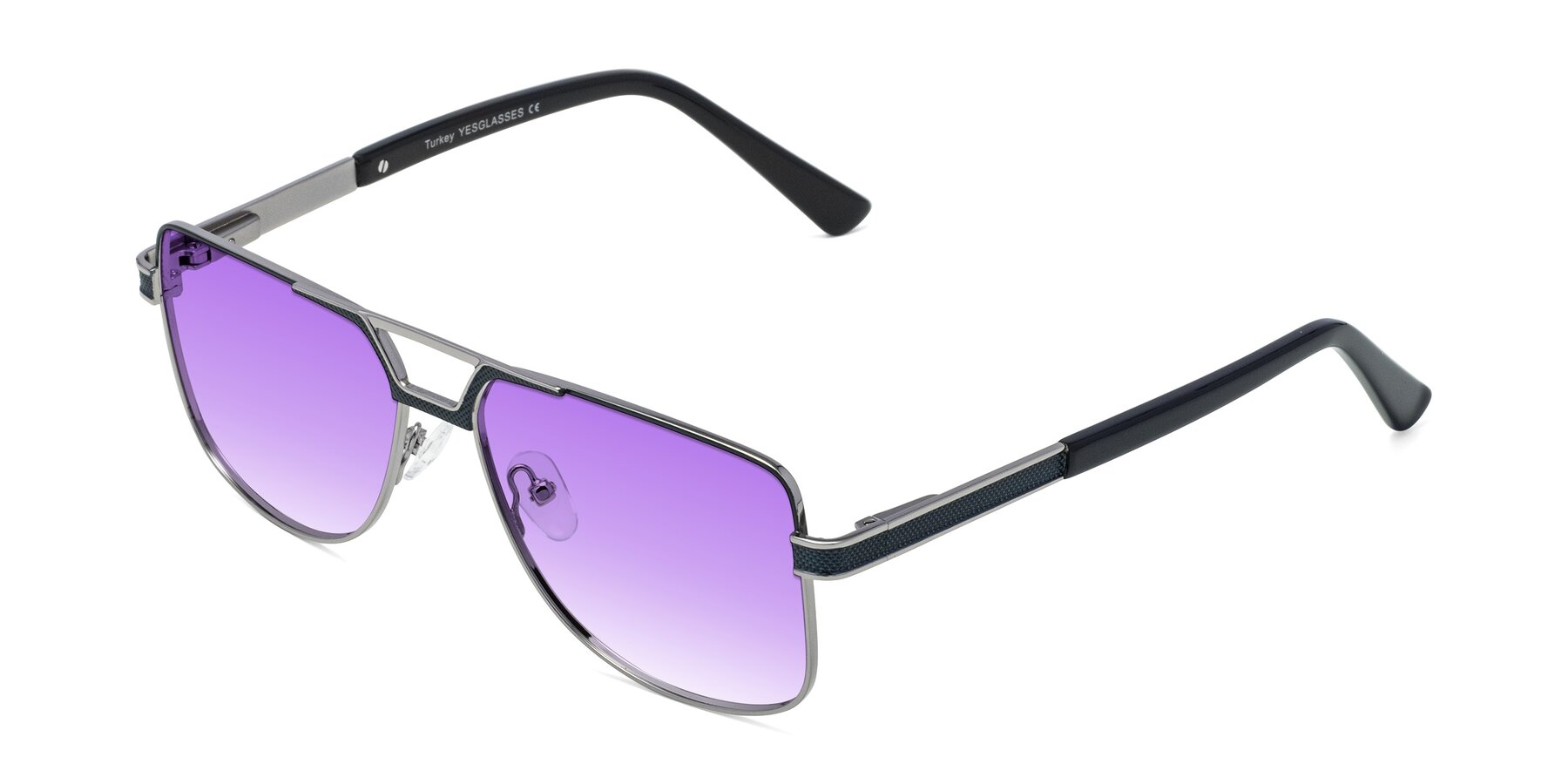 Angle of Turkey in Blue-Gunmetal with Purple Gradient Lenses