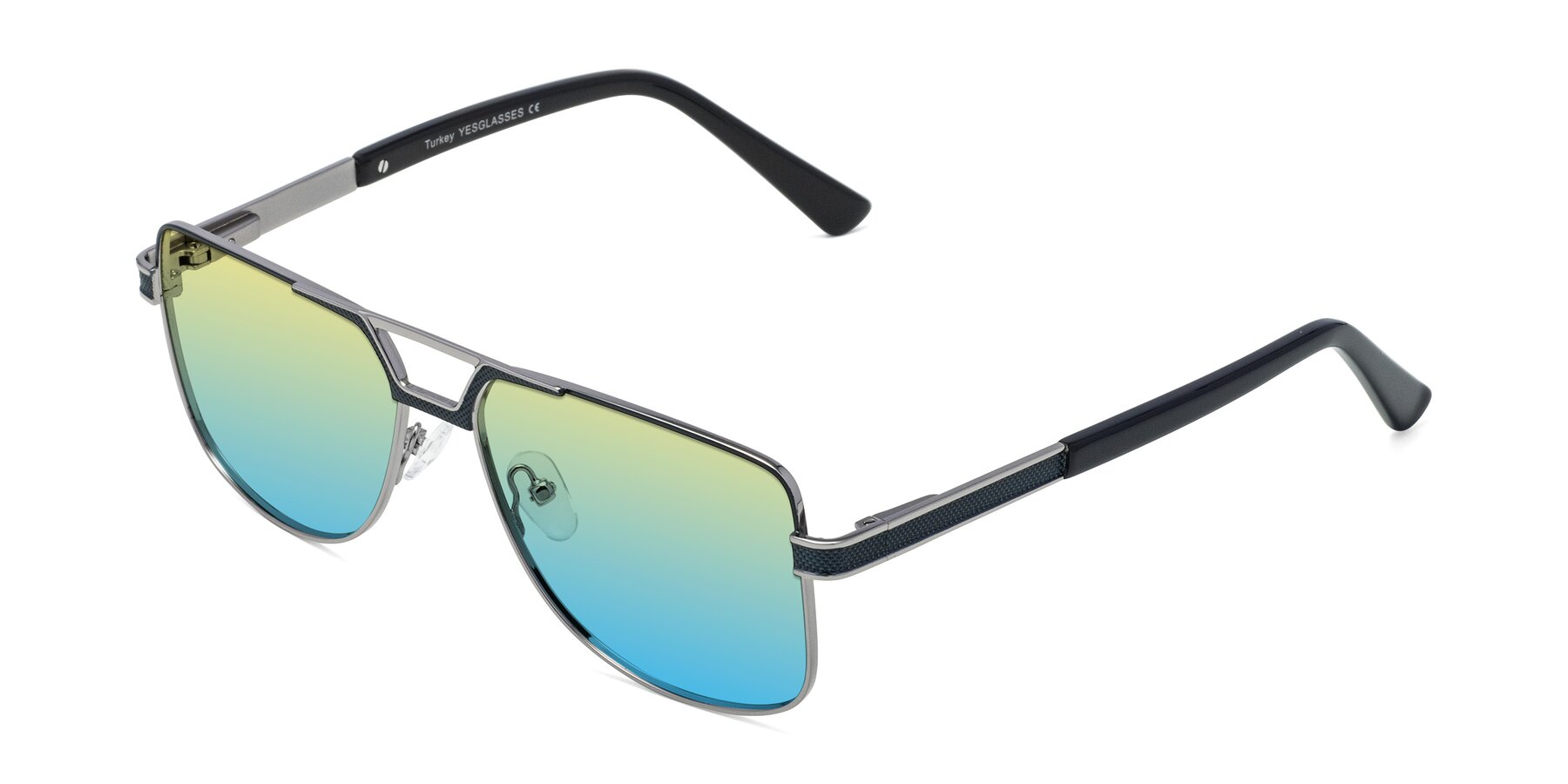 Angle of Turkey in Blue-Gunmetal with Yellow / Blue Gradient Lenses