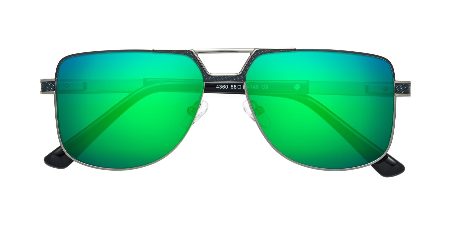 Folded Front of Turkey in Blue-Gunmetal with Green Mirrored Lenses