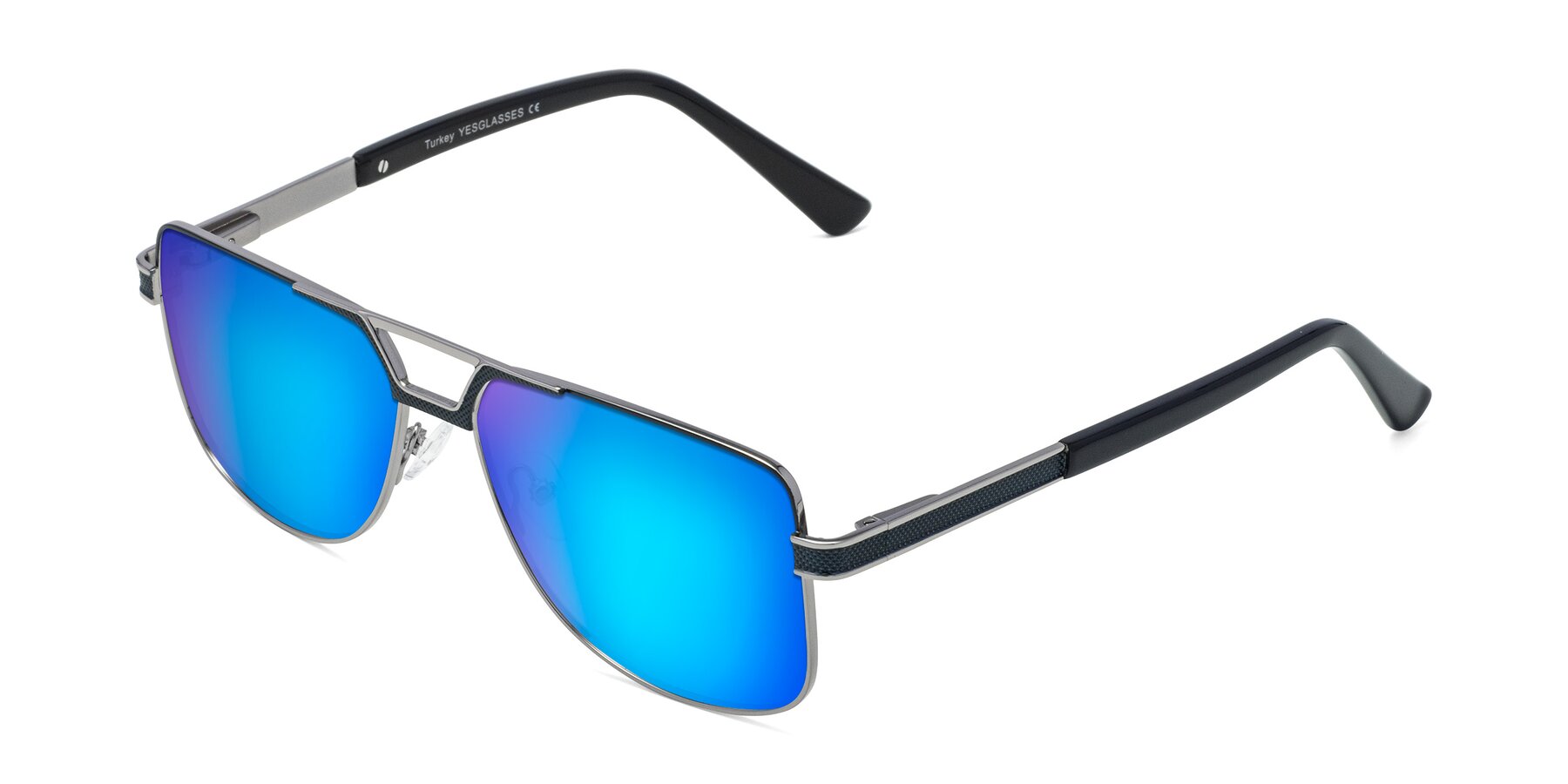 Angle of Turkey in Blue-Gunmetal with Blue Mirrored Lenses