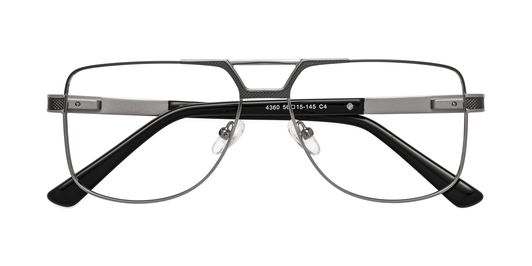 Folded Front of Turkey in Gray-Gunmetal with Clear Reading Eyeglass Lenses