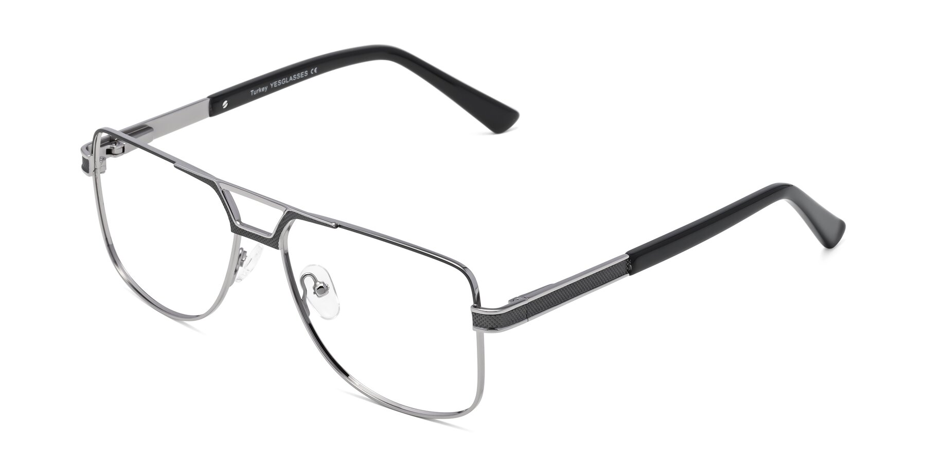 Angle of Turkey in Gray-Gunmetal with Clear Reading Eyeglass Lenses