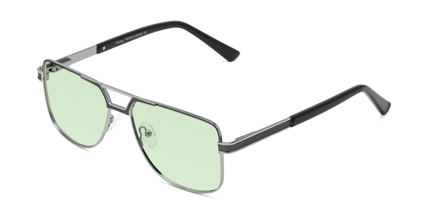 Angle of Turkey in Gray-Gunmetal with Light Green Tinted Lenses