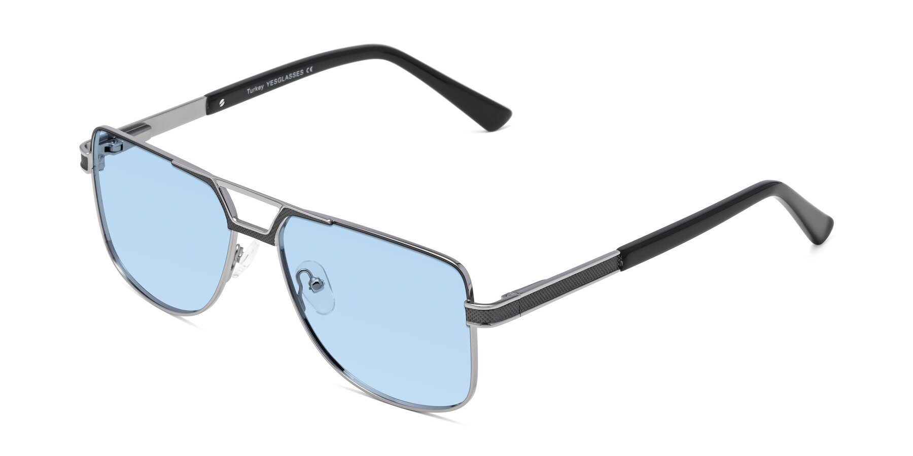 Angle of Turkey in Gray-Gunmetal with Light Blue Tinted Lenses