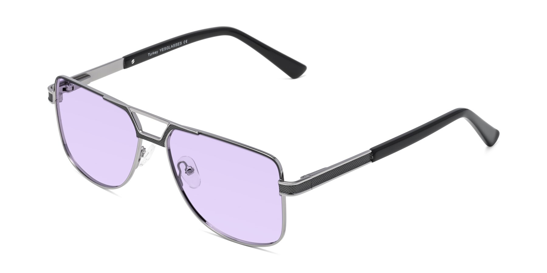 Angle of Turkey in Gray-Gunmetal with Light Purple Tinted Lenses