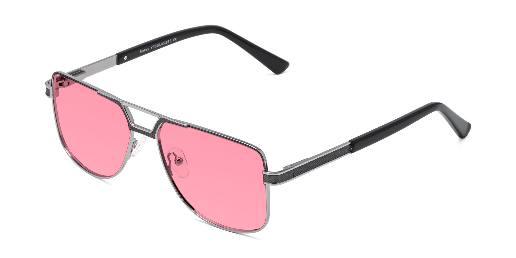 Angle of Turkey in Gray-Gunmetal with Pink Tinted Lenses