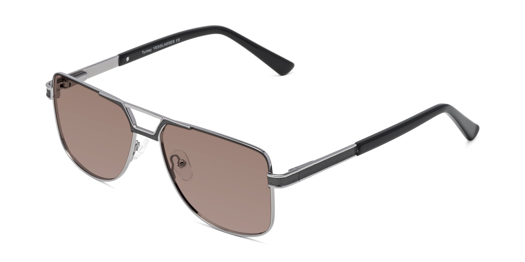 Angle of Turkey in Gray-Gunmetal with Medium Brown Tinted Lenses