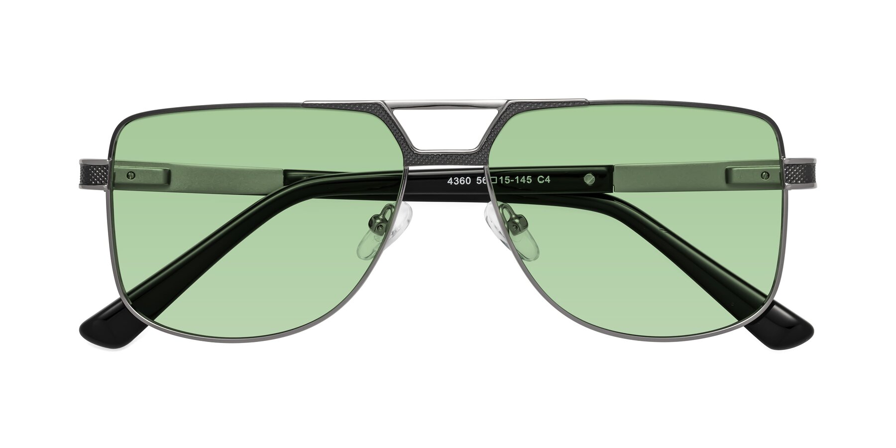 Folded Front of Turkey in Gray-Gunmetal with Medium Green Tinted Lenses