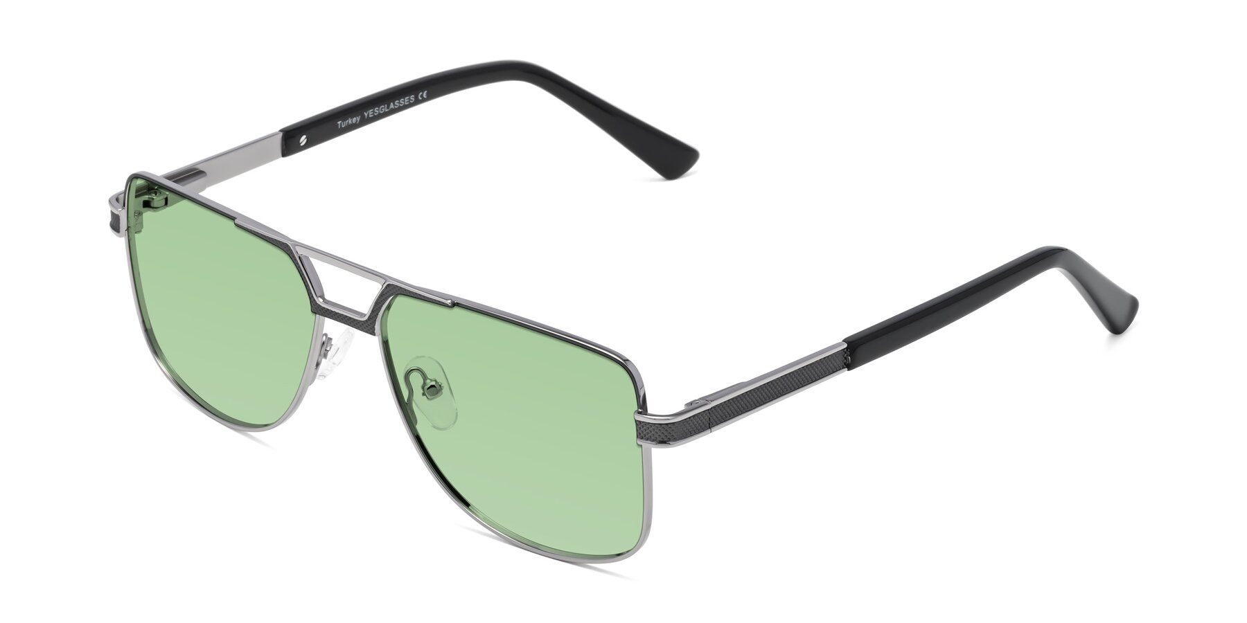 Angle of Turkey in Gray-Gunmetal with Medium Green Tinted Lenses