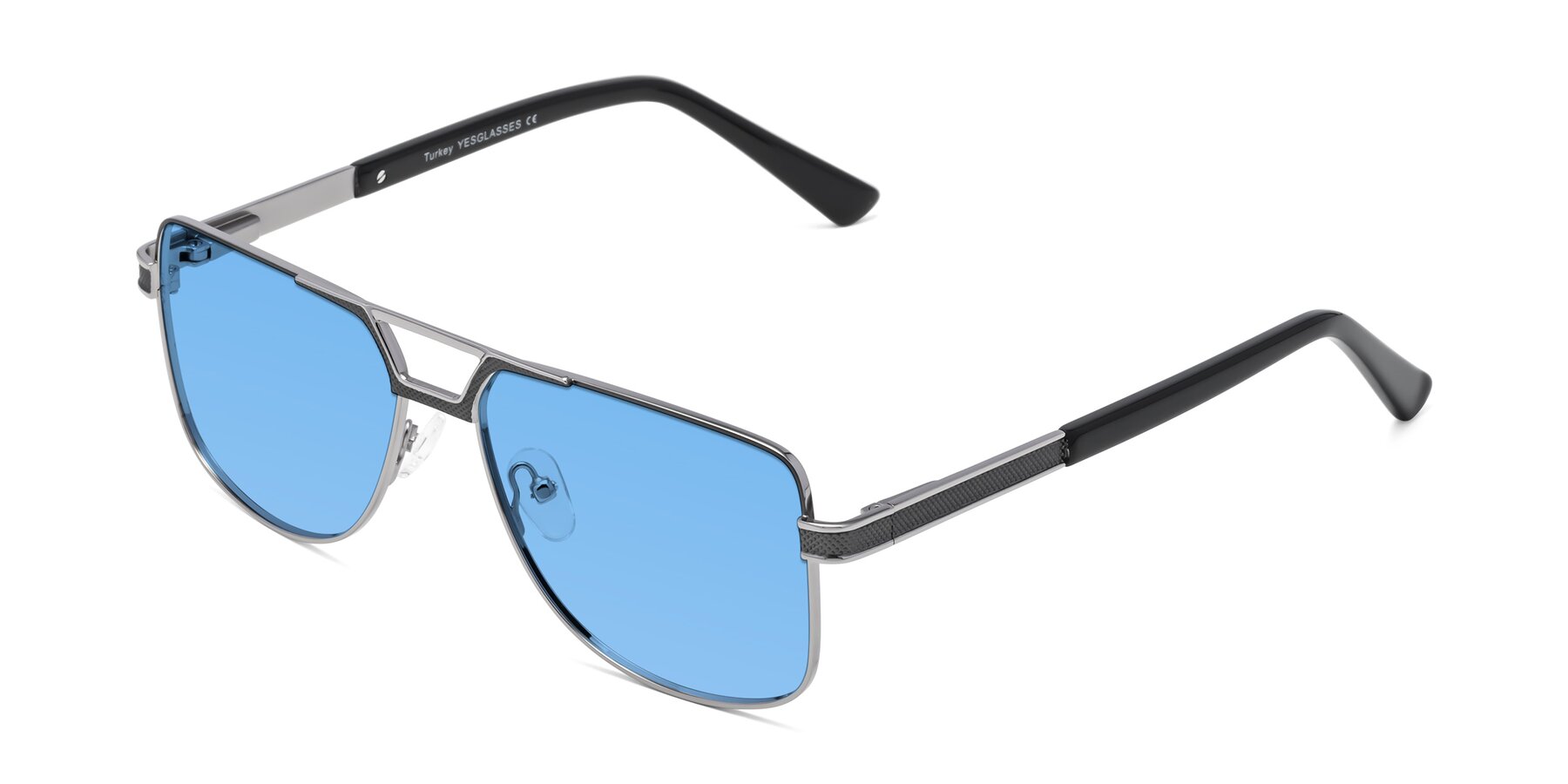 Angle of Turkey in Gray-Gunmetal with Medium Blue Tinted Lenses