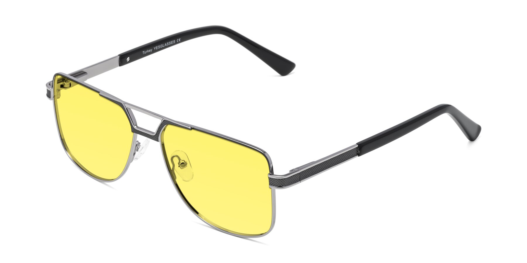 Angle of Turkey in Gray-Gunmetal with Medium Yellow Tinted Lenses