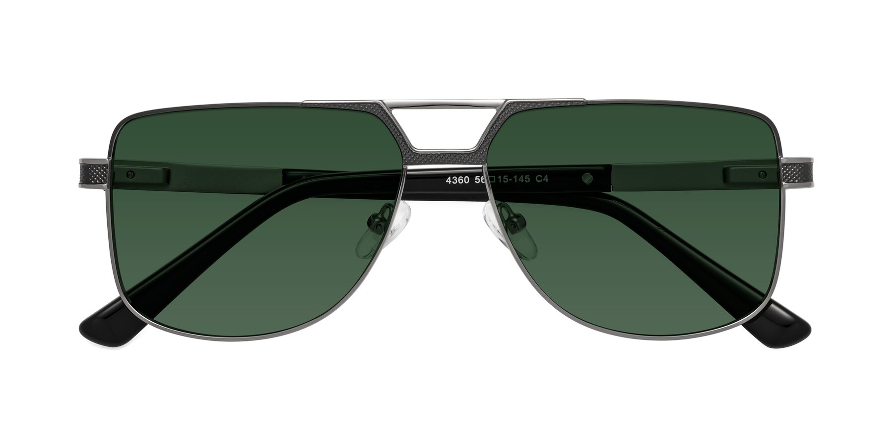Folded Front of Turkey in Gray-Gunmetal with Green Tinted Lenses