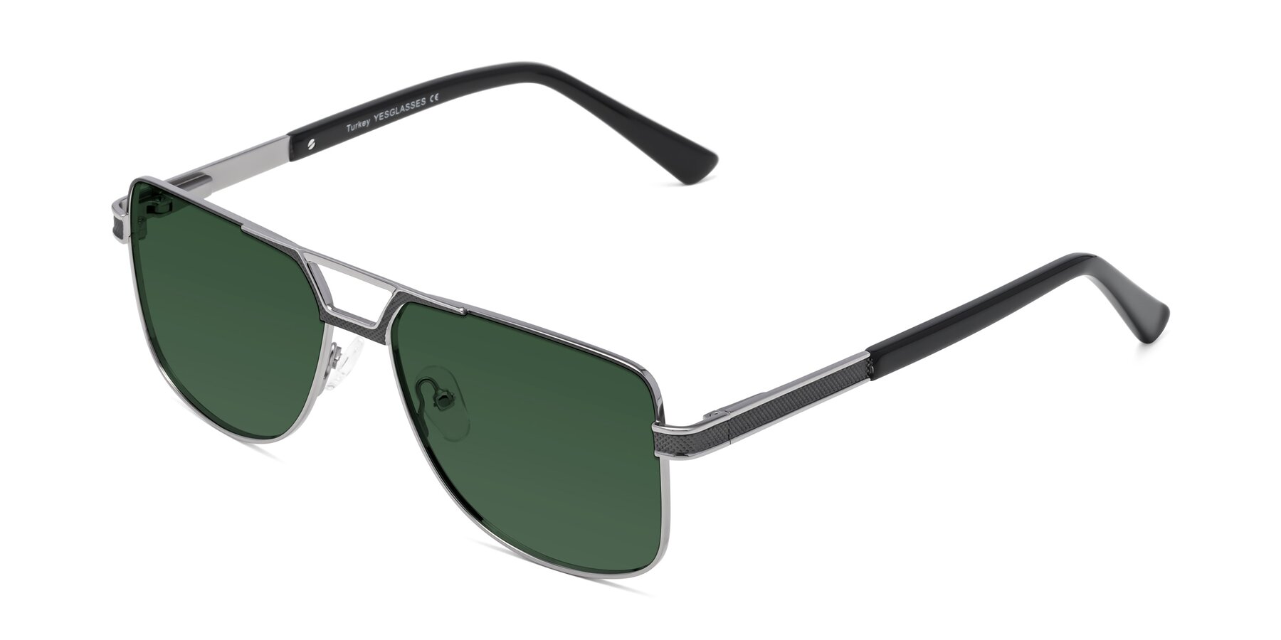 Angle of Turkey in Gray-Gunmetal with Green Tinted Lenses