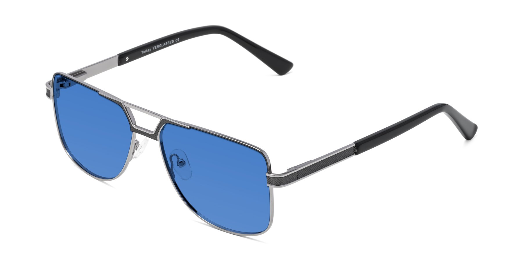 Angle of Turkey in Gray-Gunmetal with Blue Tinted Lenses