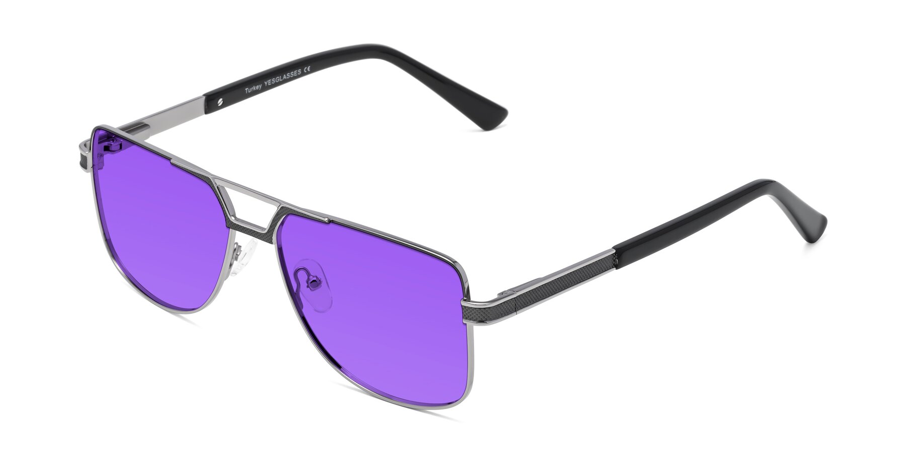 Angle of Turkey in Gray-Gunmetal with Purple Tinted Lenses