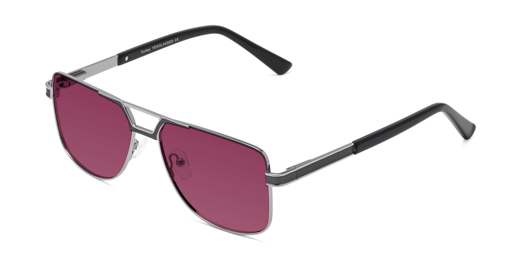 Angle of Turkey in Gray-Gunmetal with Wine Tinted Lenses