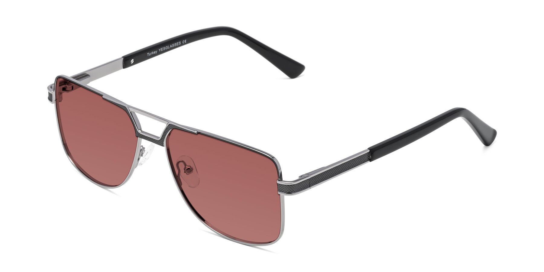 Angle of Turkey in Gray-Gunmetal with Garnet Tinted Lenses