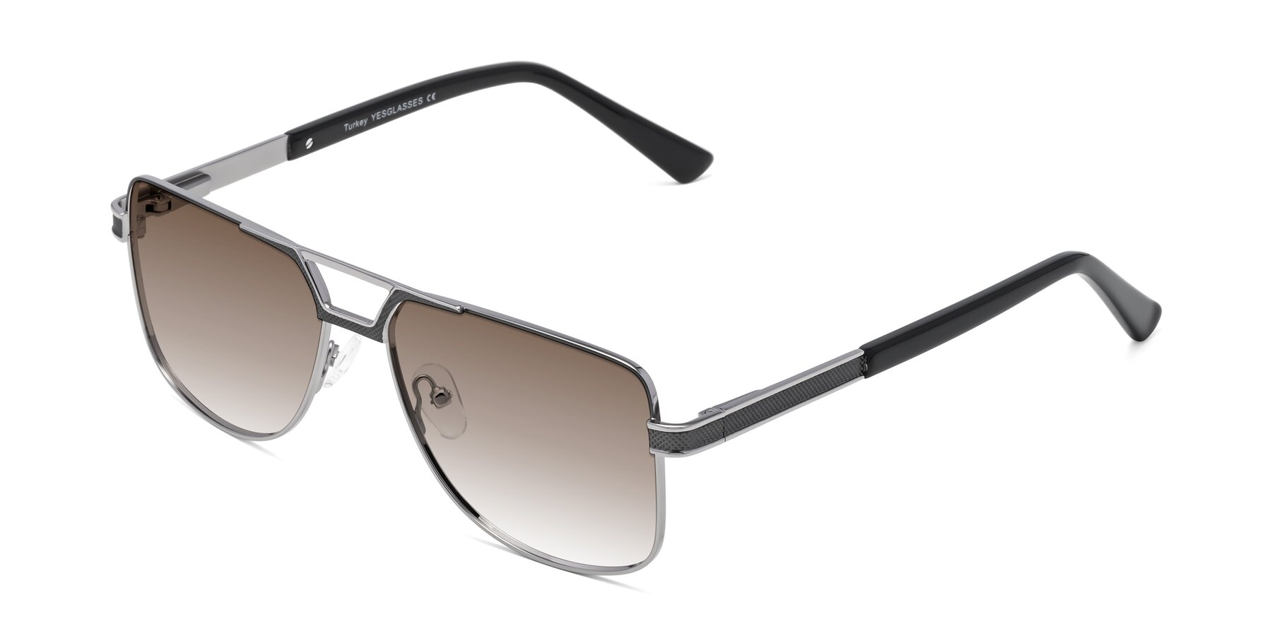 Angle of Turkey in Gray-Gunmetal with Brown Gradient Lenses