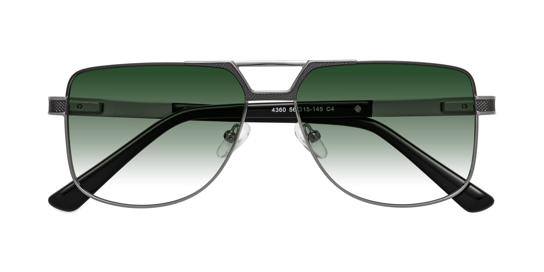 Folded Front of Turkey in Gray-Gunmetal with Green Gradient Lenses