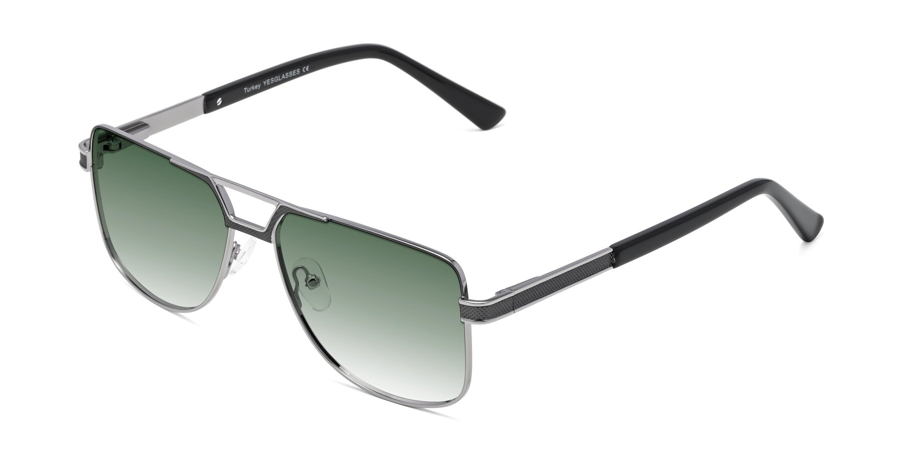 Angle of Turkey in Gray-Gunmetal with Green Gradient Lenses