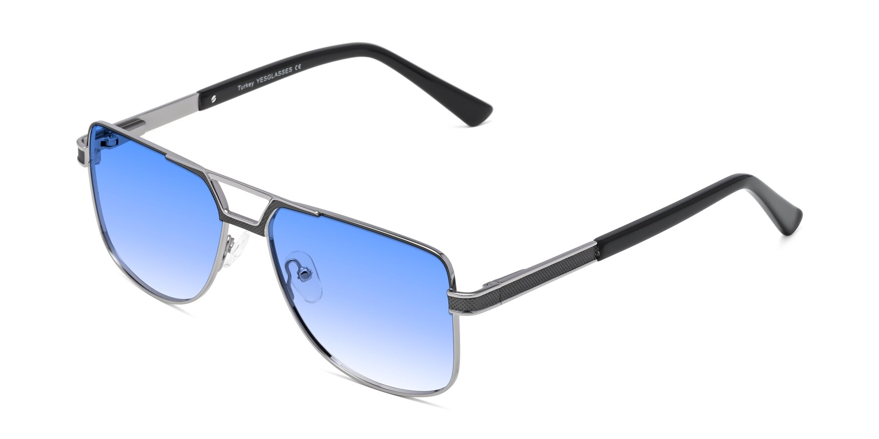 Angle of Turkey in Gray-Gunmetal with Blue Gradient Lenses