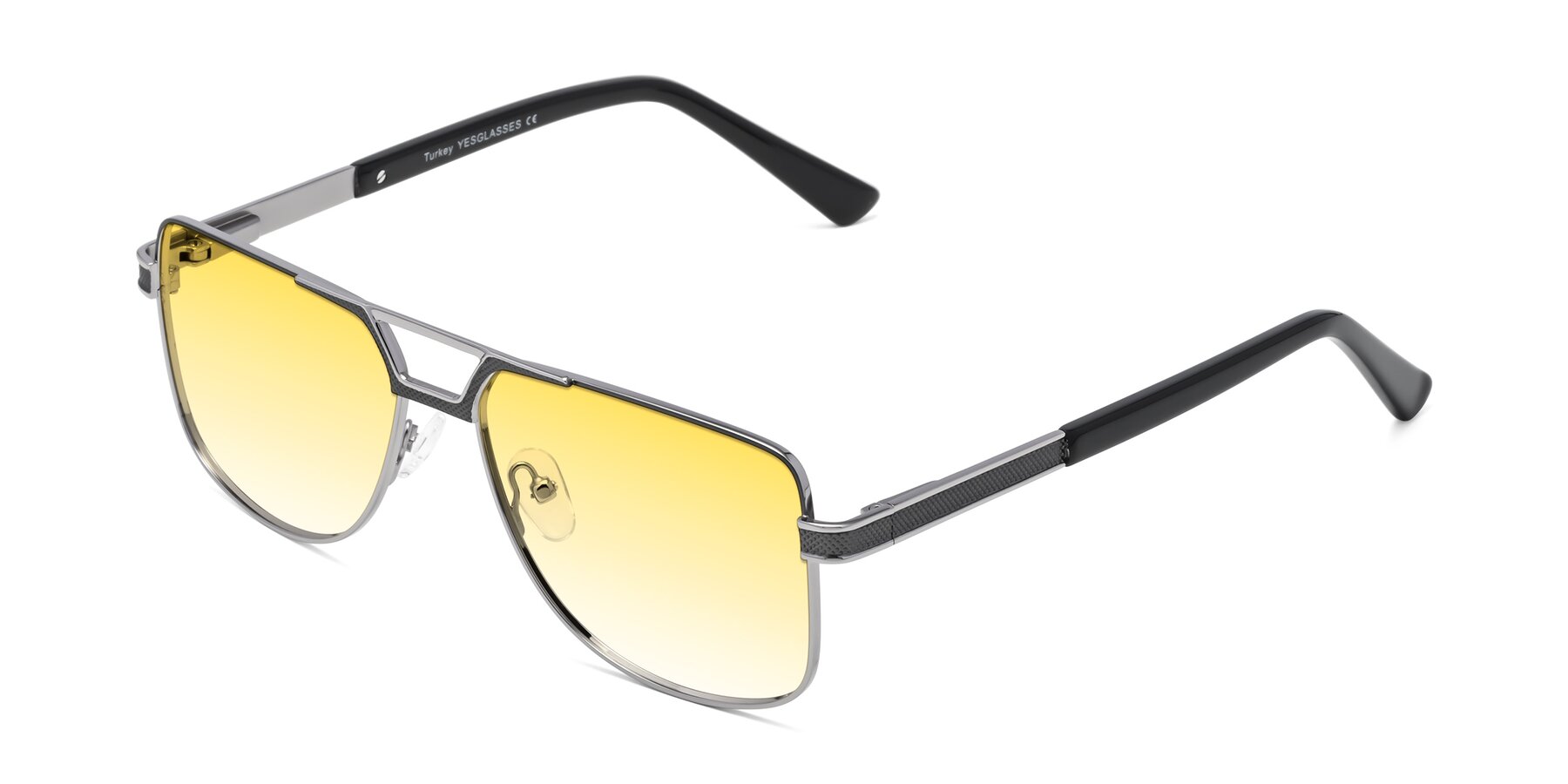 Angle of Turkey in Gray-Gunmetal with Yellow Gradient Lenses