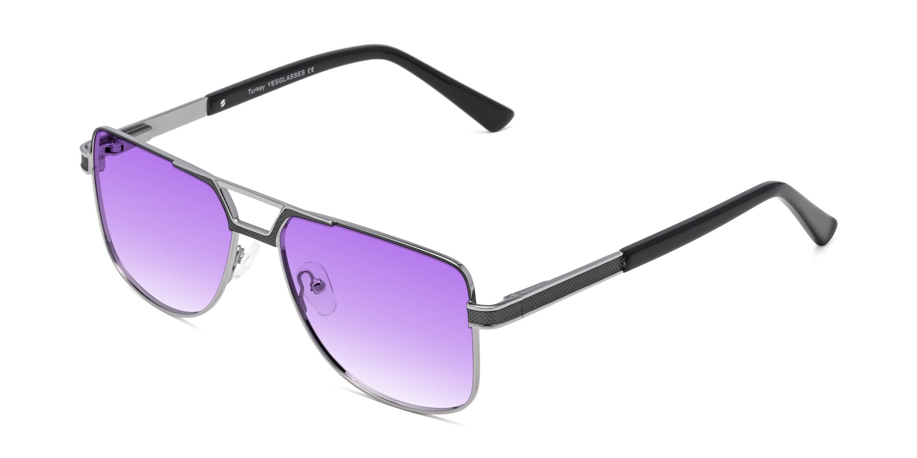 Angle of Turkey in Gray-Gunmetal with Purple Gradient Lenses