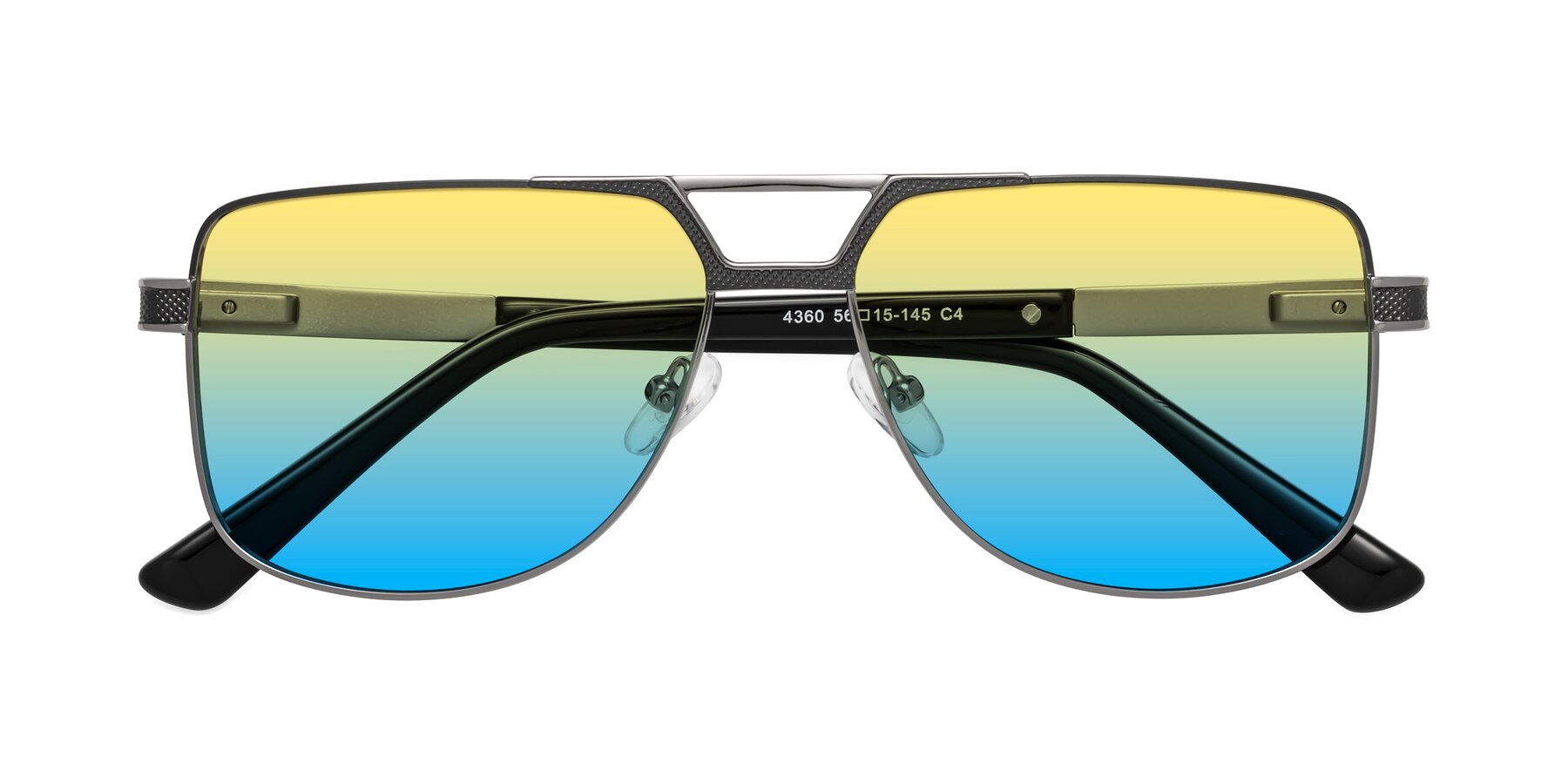 Folded Front of Turkey in Gray-Gunmetal with Yellow / Blue Gradient Lenses