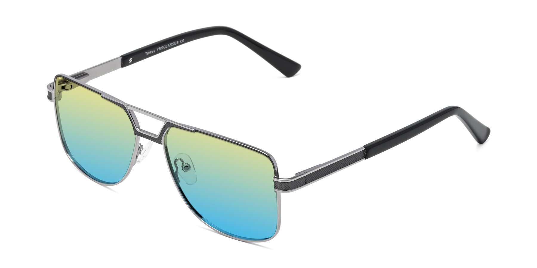 Angle of Turkey in Gray-Gunmetal with Yellow / Blue Gradient Lenses