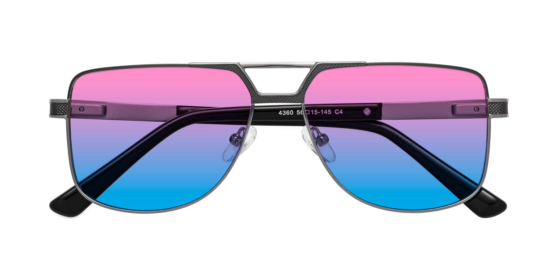 Folded Front of Turkey in Gray-Gunmetal with Pink / Blue Gradient Lenses