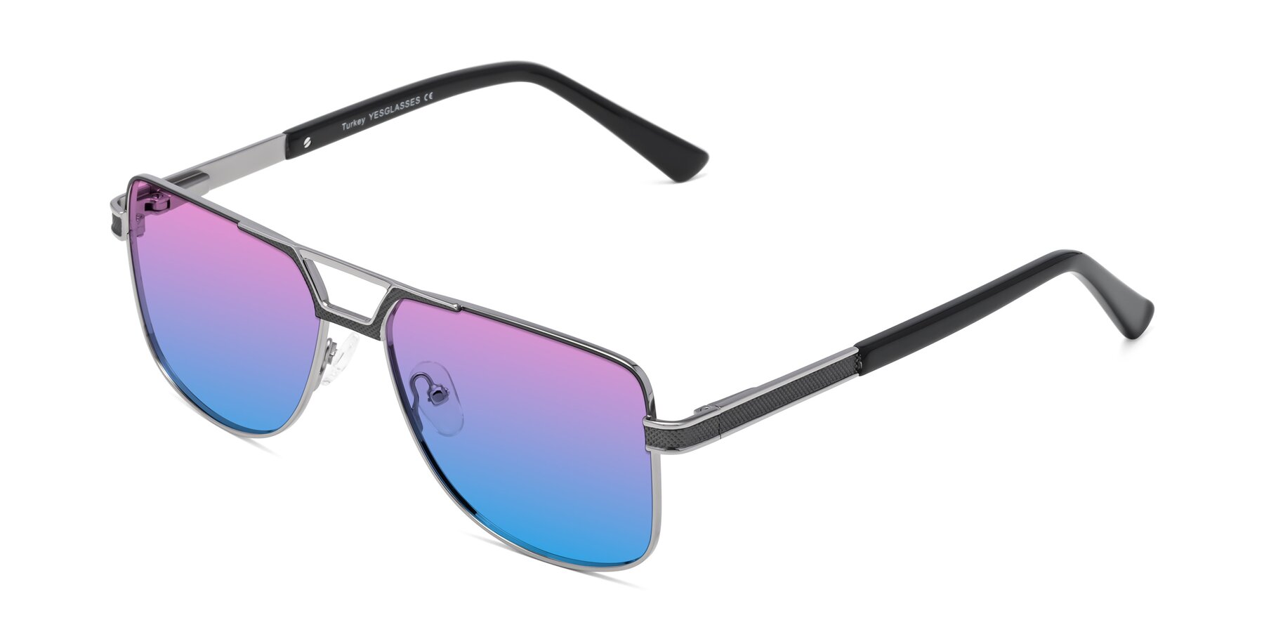 Angle of Turkey in Gray-Gunmetal with Pink / Blue Gradient Lenses