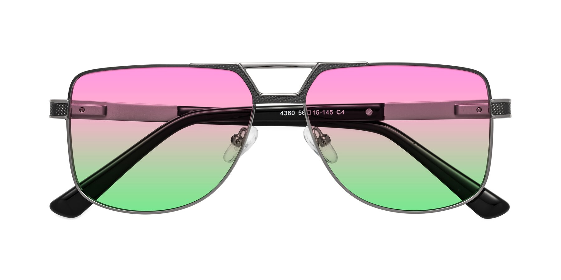 Folded Front of Turkey in Gray-Gunmetal with Pink / Green Gradient Lenses