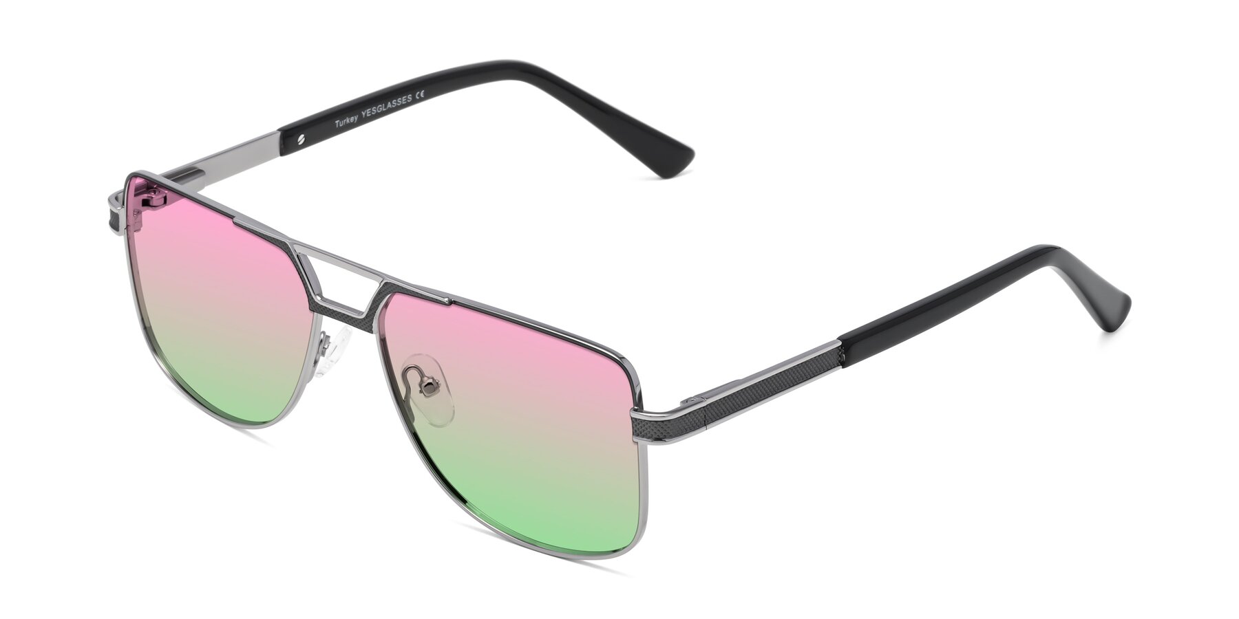 Angle of Turkey in Gray-Gunmetal with Pink / Green Gradient Lenses