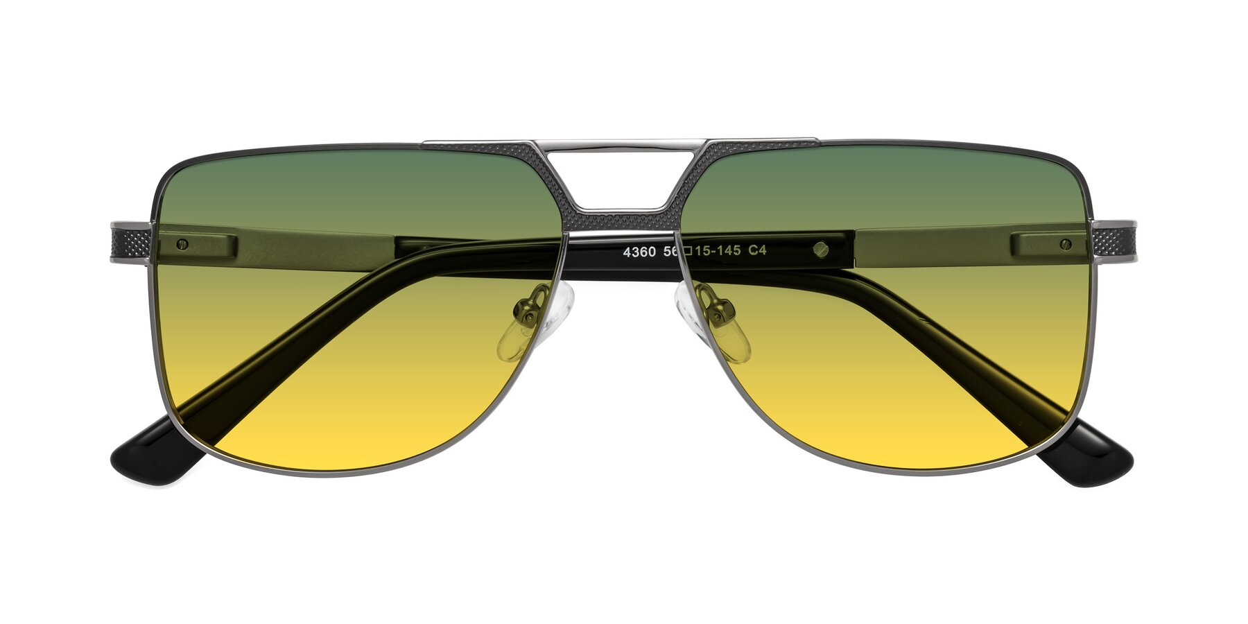 Folded Front of Turkey in Gray-Gunmetal with Green / Yellow Gradient Lenses