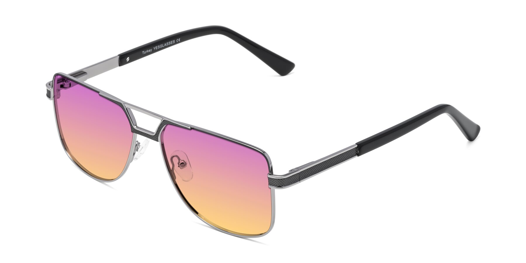 Angle of Turkey in Gray-Gunmetal with Purple / Yellow Gradient Lenses