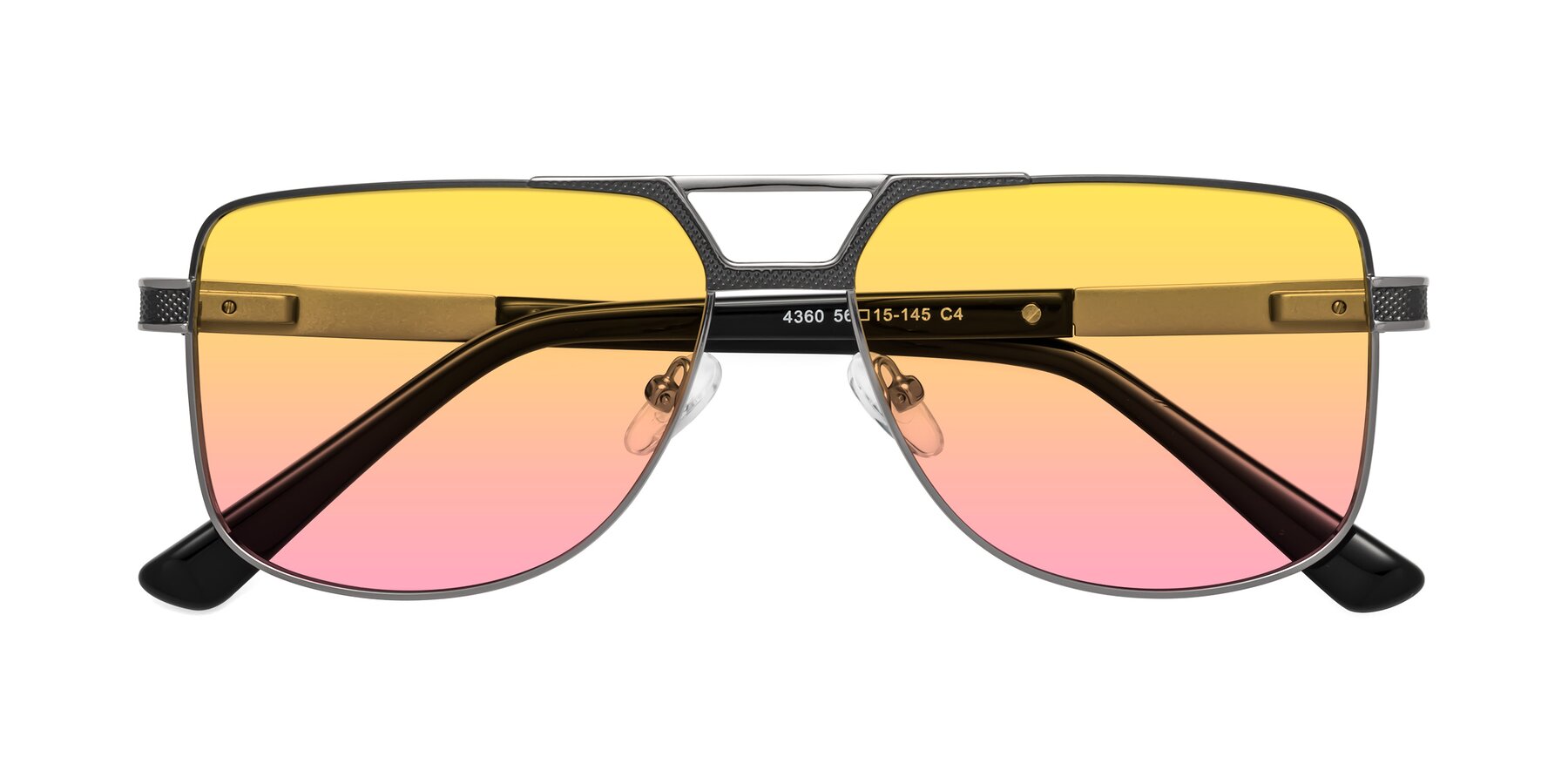 Folded Front of Turkey in Gray-Gunmetal with Yellow / Pink Gradient Lenses
