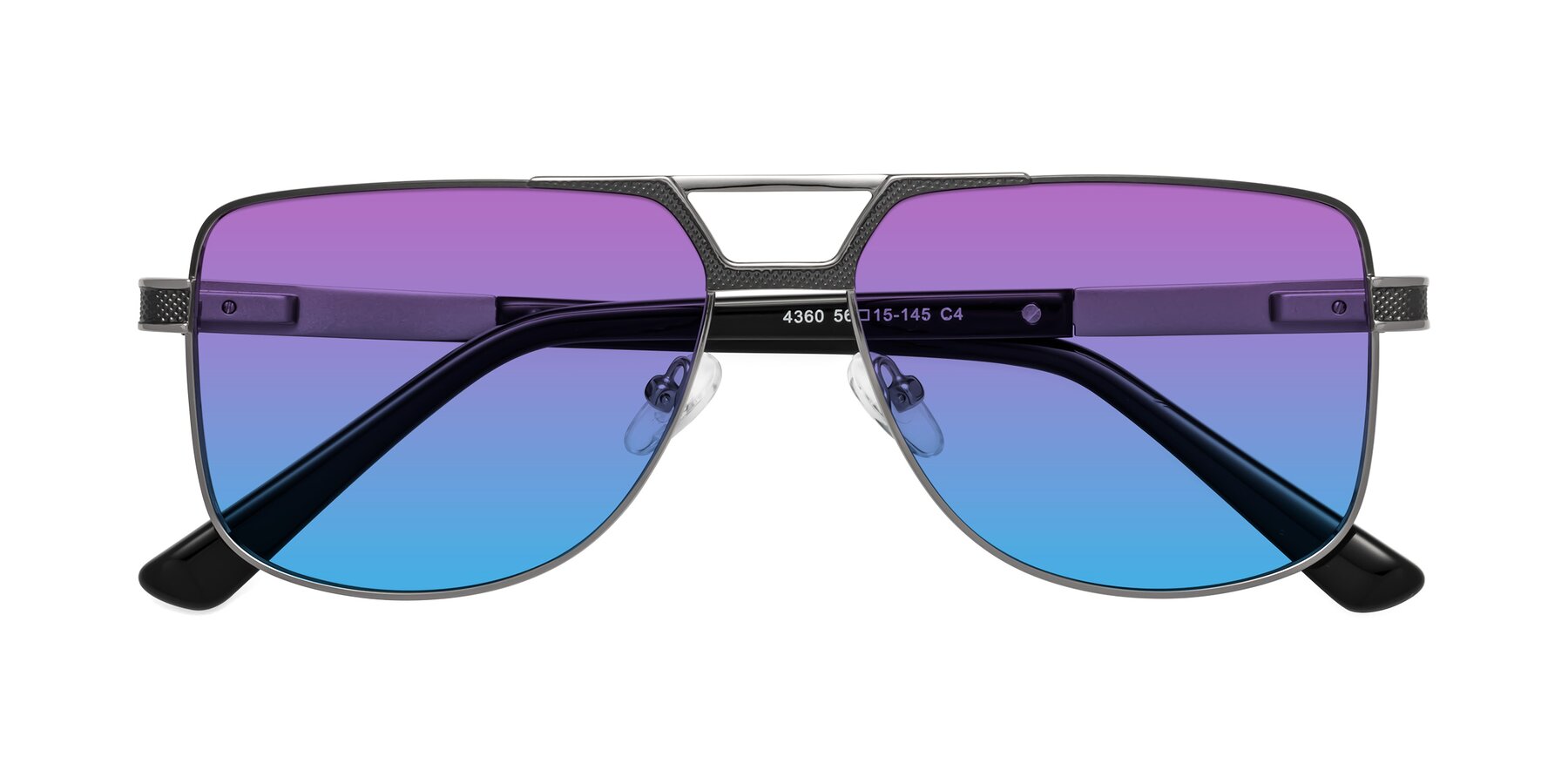 Folded Front of Turkey in Gray-Gunmetal with Purple / Blue Gradient Lenses