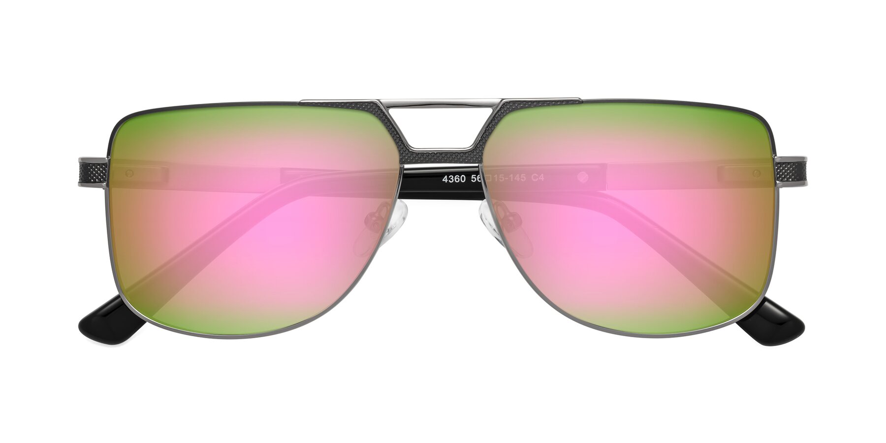 Folded Front of Turkey in Gray-Gunmetal with Pink Mirrored Lenses