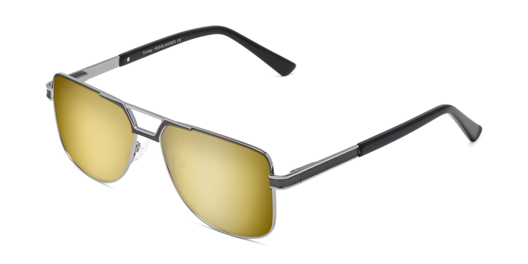 Angle of Turkey in Gray-Gunmetal with Gold Mirrored Lenses